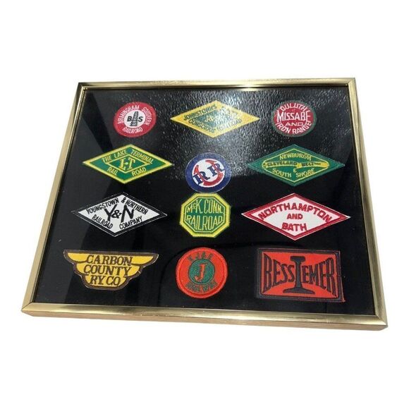 Other - Vintage Lot Of 12 Different Railroad Patches In A Frame Birmingham Youngstown